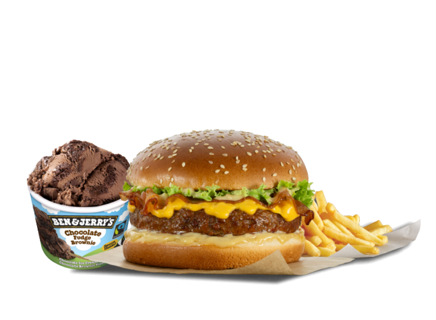 Burger με πατάτες country & Παγωτό Ben and Jerry's - Προσφορές Delivery Deals Goody's 