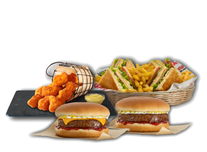 2 Cheeseburger ή Hamburger, Club Sandwich  & chicken nuggets - Προσφορές Delivery Deals Goody's