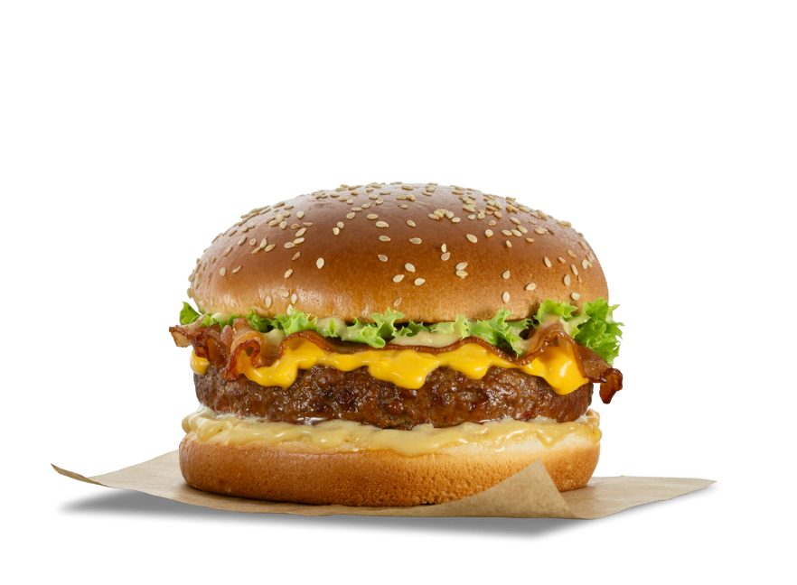 Cheddar Bacon burger,  μπεργκερ με τσένταρ και μπέικον