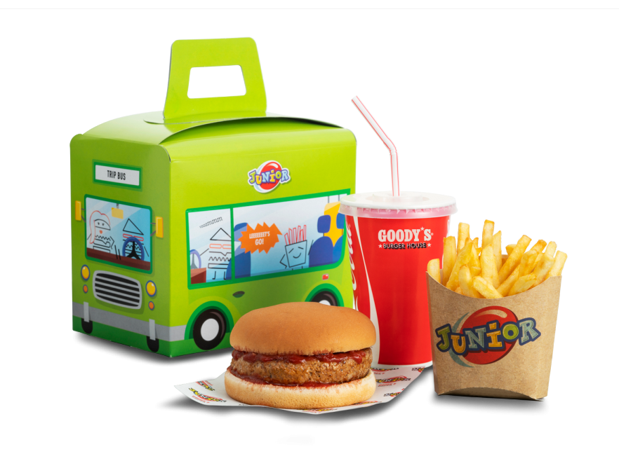 junior γεύμα με hamburger, cheeseburger, παιδικό μενού delivery Goody's burger house